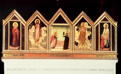 Polittico di Santa Reparata, da sinistra a destra: Santa Reparata, San Giovanni Battista, Annunciazione, santo non identificato, San Nicola (retro) da Giotto di Bondone